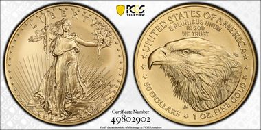 2024-W $50 Burnished Gold Eagle SP70
