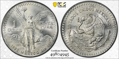 1988-Mo Onza Libertad Ag MS67