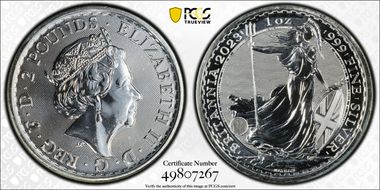 2023 £2 Britannia Elizabeth II Effigy First Strike MS68