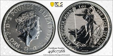 2023 £2 Britannia Elizabeth II Effigy First Strike MS67