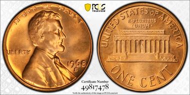 1968-S 1C MS66+ RD