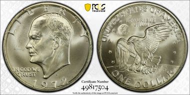 1972-S $1 Silver MS66