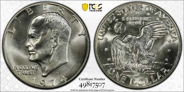 1974-S $1 Silver MS67
