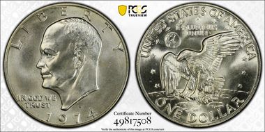1974-S $1 Silver MS66+ 