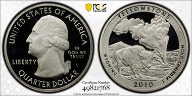 2010-S 25C Yellowstone NP - Silver PR70DCAM