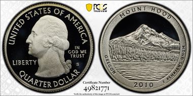 2010-S 25C Mount Hood NP - Silver PR69DCAM