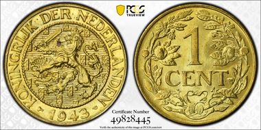 1943-P 1C KM-10 Brass MS66