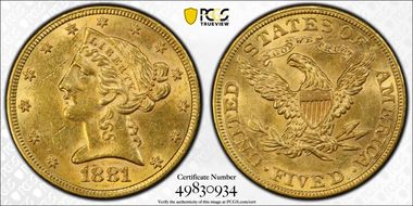 1881 $5 MS60