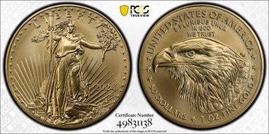 2024-W $50 Burnished Gold Eagle First Strike SP70