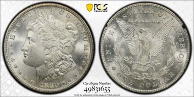 1880-CC $1 VAM 7 8/7 Rev of 78 GSA Hoard MS66