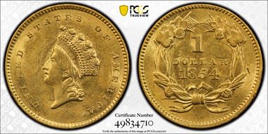 1854 G$1 Type 2 MS61