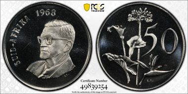 1968 50C Afrikaans PR67CAM