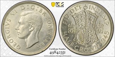 1945 1/2 Cr S-4080 AU58