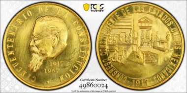 1967-Mo Medal Grove-953 Au, Constitution MS65