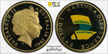 2003 $1 Volunteers Colorized PR68DCAM