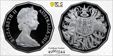 2019 50C Dodecagon 50C 50th Ann. Ag A. Machin Effigy PR70DCAM