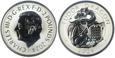 2024 £2 Tudor Dragon Ag Rev Frosted PR70
