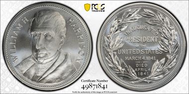 (2021) Medal William H. Harrison "1841" Silver Matte Finish MS70
