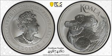 2023-P $1 Koala  QE II Reign 1952-2022 MS70