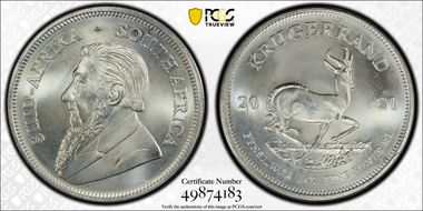 2020 1 Rand Krugerrand Silver MS66