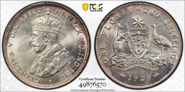 1925(m & sy) Florin MS63
