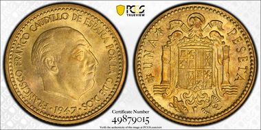 1947 Peseta (1952) MS65