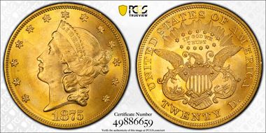 1875 $20 MS66+