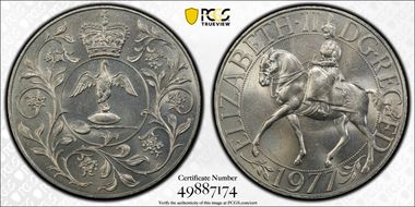 1977 25p Jubilee Cu/Ni S-LL2 MS65