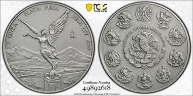 2018-Mo Onza Libertad Ag - Antiqued SP70