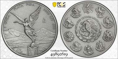 2018-Mo Onza Libertad Ag - Antiqued SP70