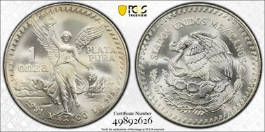 1991-Mo Onza Libertad Ag T1 - PLATA PURA MS69