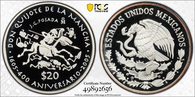 2005-Mo 20 Peso 400th Ann Don Quijote PR69DCAM