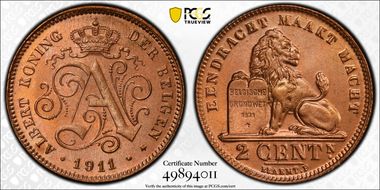 1911 2C KM-65 BELGEN - Large Date MS65RD