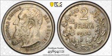 1904 2 Fr KM-59.1 BELGEN Dot MS64