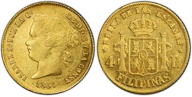 1864/3 4 Peso KM-144 AU55