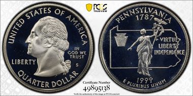 1999-S 25C Pennsylvania PR69DCAM