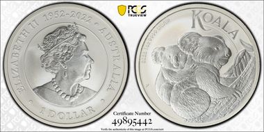 2023-P $1 Koala  QE II Reign 1952-2022 MS70