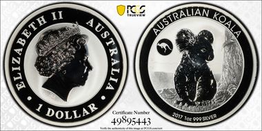 2017-P $1 Koala Ag-Kangaroo Privy MS70