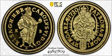 "1730-KB" Ducat Restrike Gilt-Ag PR68DCAM