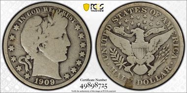 1909-S 50C Inverted Mintmark, FS-501 G6