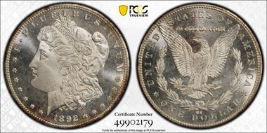 1892-CC $1 MS65+ PL