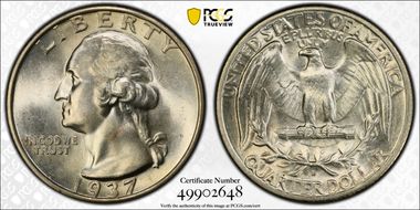 1937-S 25C MS66