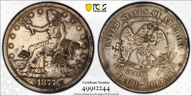 1877-CC T$1 Chopmarked N1