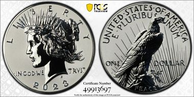 2023-S $1 Peace Dollar Rev PR Two-Coin Reverse Proof Set PR70