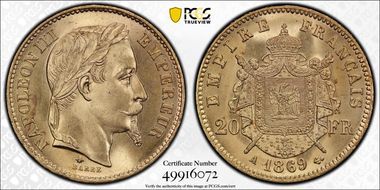 1869-A 20 Fr Gad-1062 F-532 MS66