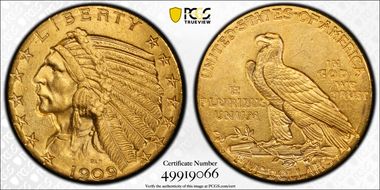 1909-D $5 MS61
