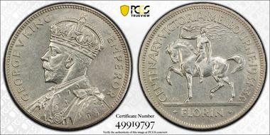 1934-35 Florin Centennial KM-33  Ag N1