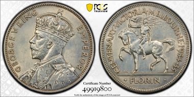 1934-35 Florin Centennial KM-33  Ag N1
