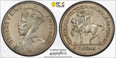1934-35 Florin Centennial KM-33  Ag N1