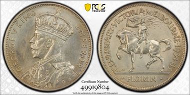 1934-35 Florin Centennial KM-33  Ag N1